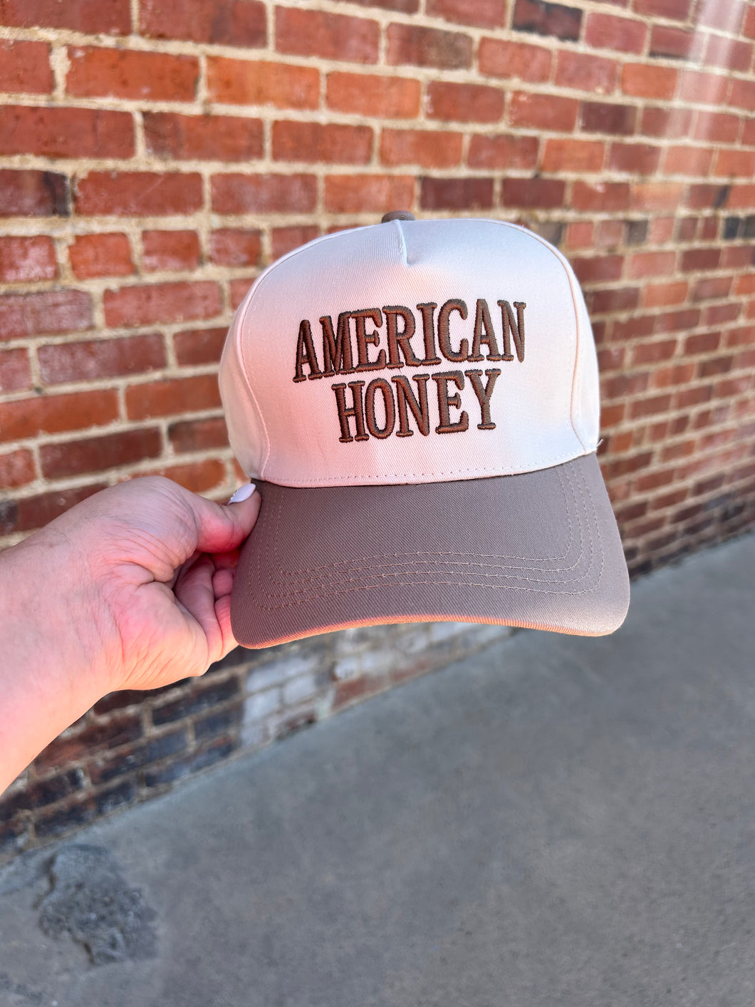 Ivory & Mocha American Honey embroidered hat