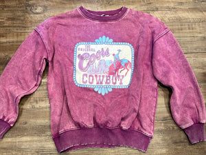 Plum acid wash “Coors Cowboy” crewneck