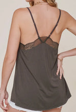 Load image into Gallery viewer, Dark Grey/Brown lace tank
