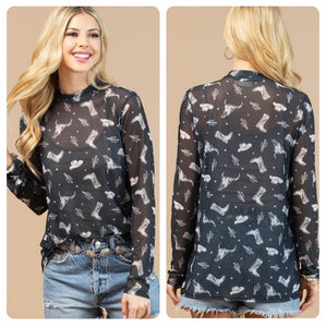 Black & white steer head & boot mesh