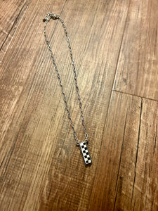 Checkered Initial Necklaces