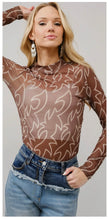 Load image into Gallery viewer, Brown &amp; cream boot stitch mesh long sleeve top
