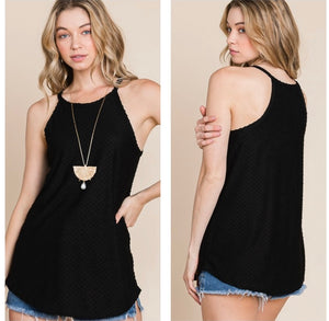 Black Swiss dot tank top