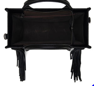 Black & cream tooled fringe purse by Trinity Ranch