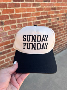 Ivory & black Sunday Funday embroidered hat