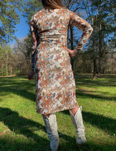 Load image into Gallery viewer, Wild horses cream &amp; saddle brown mesh midi dress
