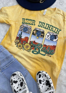 Mustard bleach “Beer drinking Babe” t-shirt