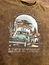 Load image into Gallery viewer, Mahogany acid wash I gotta heart truck western t-shirt
