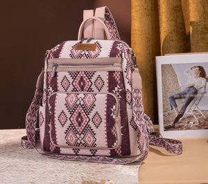 *PreOrder* Mauve & plum Wrangler Aztec backpack/crossbody can be worn both ways straps are removable