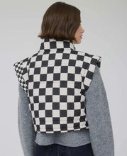 Load image into Gallery viewer, Black &amp; white checkered puffer vest
